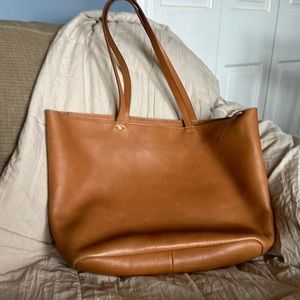 Brown leather tote